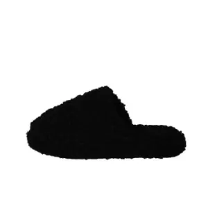 Image of Fabric Fleece Fur Mule Slipper - Black