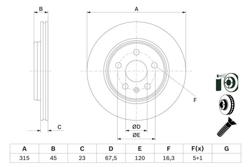 Image of Brake disc Bosch 0 986 479 F53