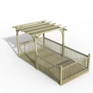 Image of Forest Garden Ultmia Pergola and Decking Kit 5 x Balustrade with Canopy
