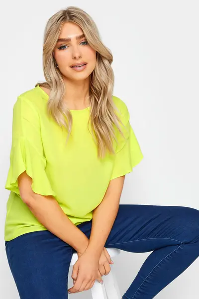 Image of M&Co Frill Sleeve Blouse Yellow
