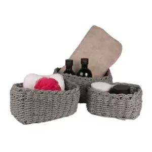 Image of Woven Rope Storage Baskets - Set of 3 Grey M&W