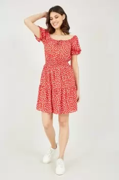 Image of Red Heart Printed Bardot Skater Dress