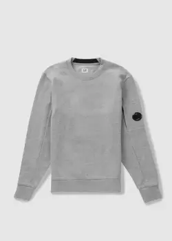 Image of C.P. Company Mens Diagonal Raised Fleece Sweatshirt In Grey Melange