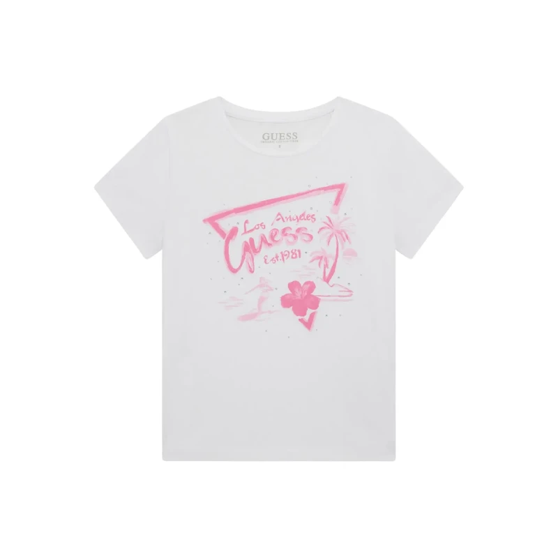 Image of Guess Girl's T-Shirt Guess Midi Blanc Female 8 ans J5GI30-K6YW4-G011
