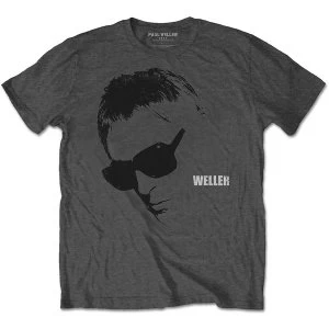 image of Paul Weller - Glasses Picture Mens Small T-Shirt - Charcoal Grey