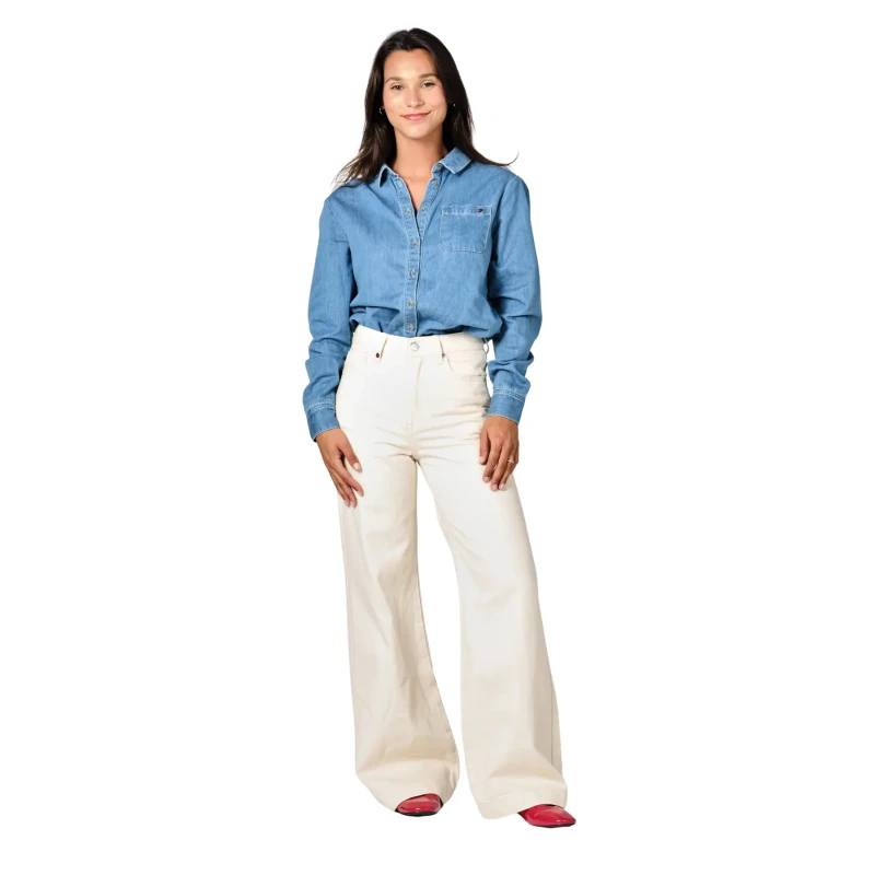 Image of F.A.M. Paris Womens high-waisted wide-leg jeans F.A.M. Paris Fleure Beige Female XS