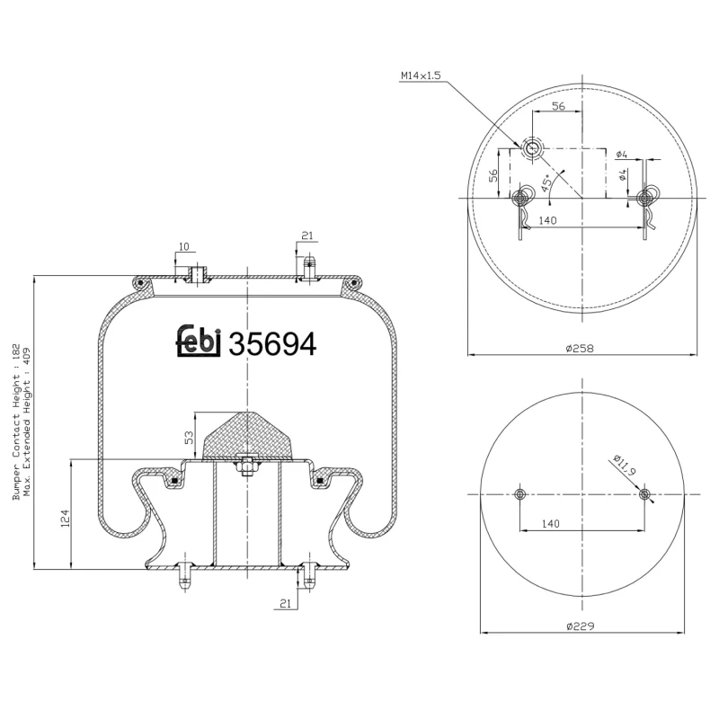 Image of FEBI BILSTEIN 35694 Boot, air suspension Front Axle Right Boot,air suspension (324)