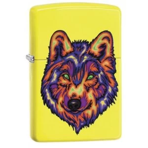 image of Zippo Neon Wolf Neon Yellow Finish Windproof Lighter