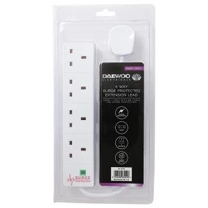 Image of Daewoo 4-Way 3m Extension Lead with Surge Protection - White
