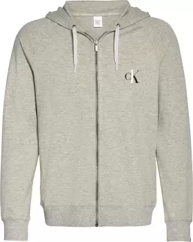 Image of Calvin Klein Knitted Zip-up Hoodie In Grey - Size XL