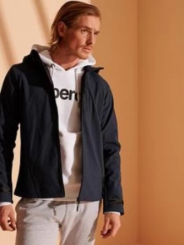 Image of Superdry Hooded Softshell Jacket - Navy, Size XS, Men