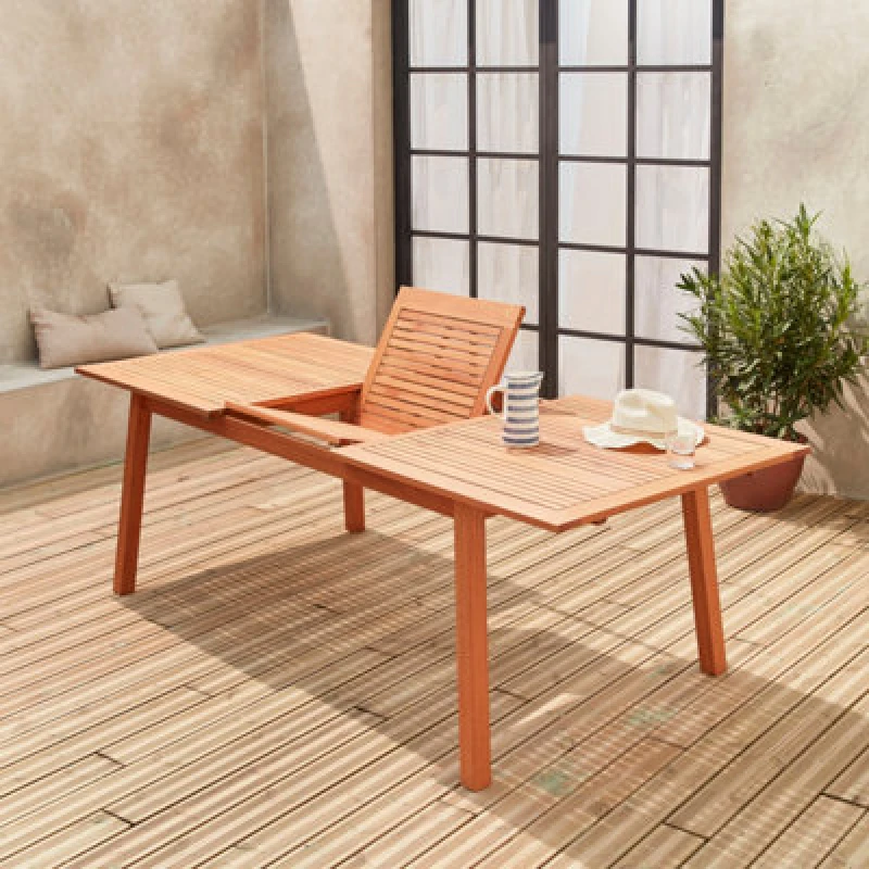 Image of Sweeek - 8 To 10-Seater Extendable Wooden Garden Table Natural 240X100X75cm - Almeria 240Cm