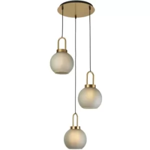 Image of Searchlight Snowdrop 3 Light, Brass, Acid Glass