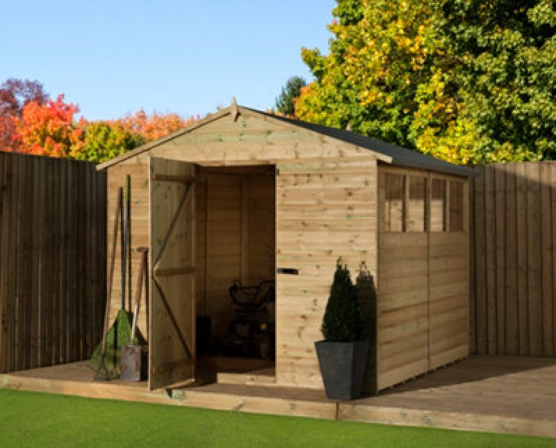 Image of Empire Sheds Empire 9200 Premier Apex Shed Windows 8X9 Pressure Treated Tongue And Groove Wooden Garden Shed (8' X 9' / 8ft X 9ft) (8X9)
