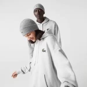Image of Lacoste Unisex Loose Fit Hooded Organic Cotton Sweatshirt Size 3 - S Grey Chine