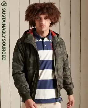 Image of Superdry Mens MA1 Hooded Bomber Jacket Green / Tonal Camo - Size: S