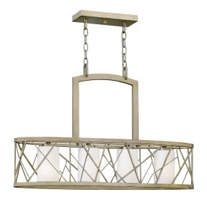 Image of 4 Light Ceiling Island Pendant Bar Chandelier Silver Leaf, E27