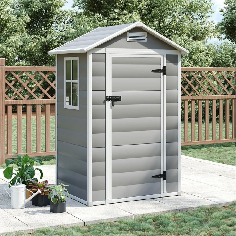 Image of Breeins Outdoor 4x3fts Plastic Storage Shed Grey Grey M