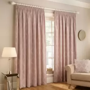 image of Paoletti Olivia Embroidered Pencil Pleat Curtains (Pair) Polyester Blush (168X137Cm)