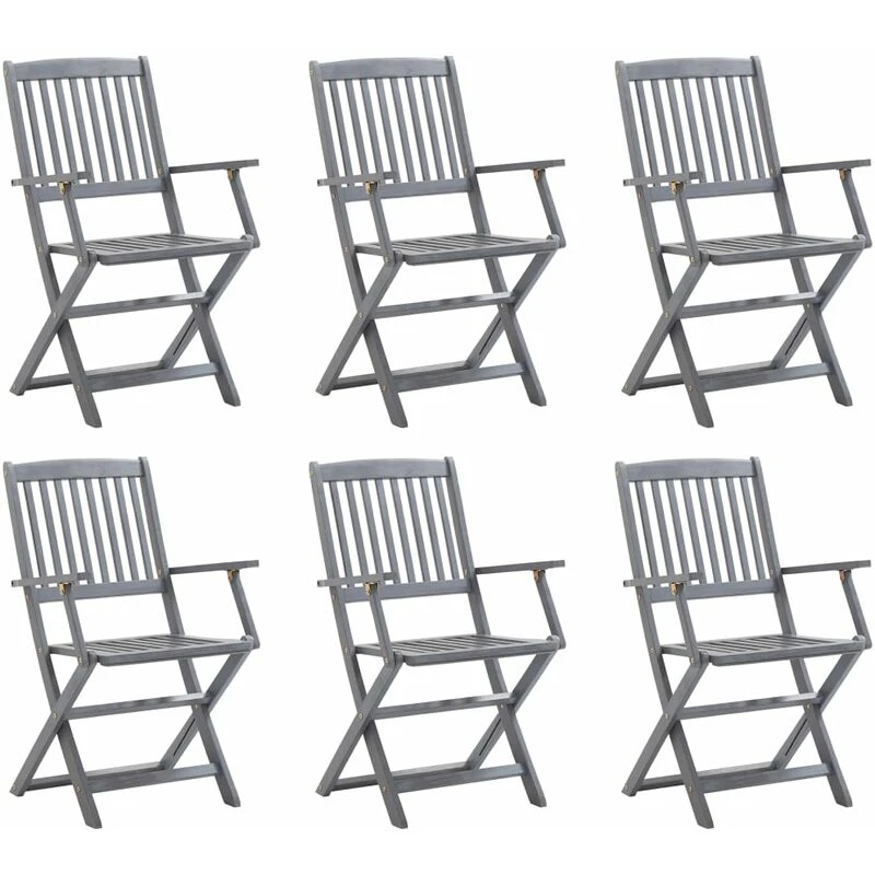 Image of VIDAXL Folding Outdoor Chairs 6 pcs Solid Acacia Wood Vidaxl 8720286297681