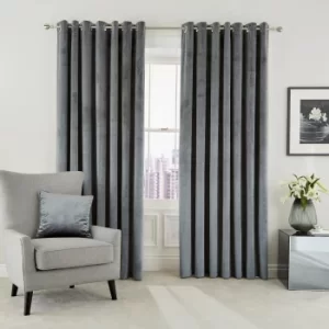 Image of Helena Springfield Escala Lined Curtains 90" x 90", Steel