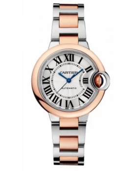 Cartier Ballon Bleu 33mm Rose Gold & Steel Womens Watch W2BB0023 W2BB0023