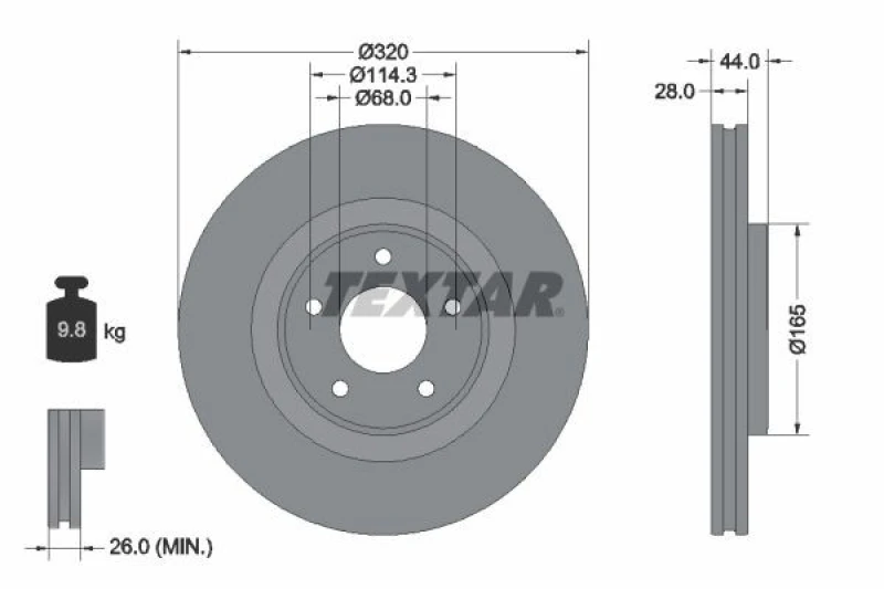 Image of Brake disc TEXTAR 92283503