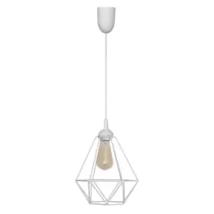 Image of Karo Wire Frame Pendant Ceiling Light White 24cm