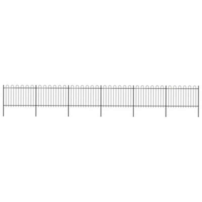 Image of Vidaxl Garden Fence With Hoop Top Steel 10.2X1.2 M Black