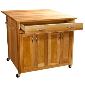 image of Catskill by Eddingtons Deep Kitchen Island on Wheels with Drop Leaf Extension