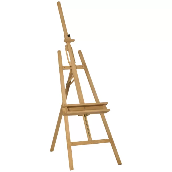 image of Vinsetto Artist Easel Stand for Wedding Sign w/ Brush Holder, Beech Wood A-Frame Tripod Studio Easel, Portable Adjustable Art Stand, up to 120cm