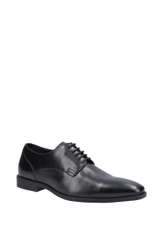 Image of Hush Puppies Boys Ezra Leather Smart Plain Toe Shoes UK Size 6 (EU 40) Black HUS363-BLACK-6
