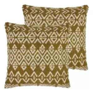 Image of Furn. Hatho Twin Pack Polyester Filled Cushions Natural/Moss