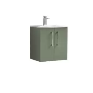 image of Nuie Arno 500mm Wall Hung 2 Door Vanity & Basin 4 Satin Green