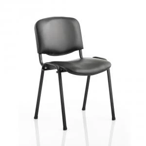 image of Trexus ISO Stacking Chair Without Arms Black Vinyl Black Frame Ref