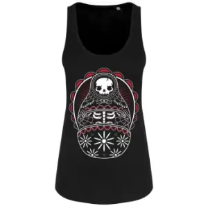 Image of Grindstore Womens/Ladies Skeleton Matryoshka Vest Top (XXL) (Black)