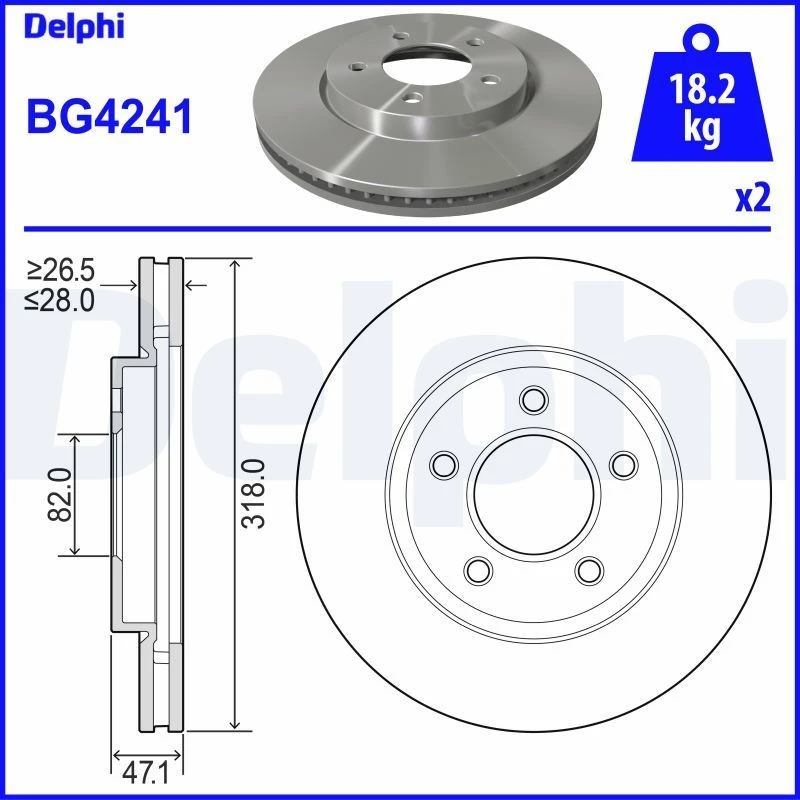 Image of DELPHI Brake disc DELPHI BG4241