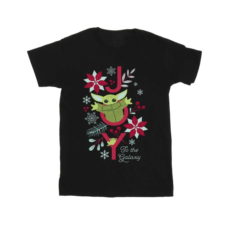 Image of Star Wars Star Wars Men Joy To The Galaxy Cotton T-Shirt in Black Size: Small Black S Male 5063376848114