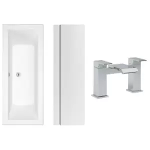 Image of 1700 x 750 Chiltern Double Ended Square Bath with Front Panel and Aqua Bath Filler