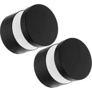 Image of 2 PACK IP44 Outdoor Wall Light Black Aluminium Round 11W LED Porch Lamp