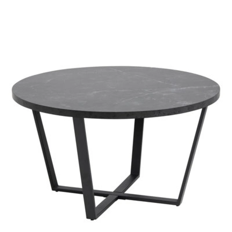 Image of Furniture To Go Amble Round Coffee Table With Black Marble Melamine Top & Black Legs