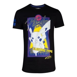 Image of Pokemon - Pikachu Eletric Type City Mens Small T-Shirt - Black