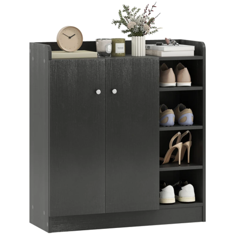 Image of HOMCOM HOMCOM Shoe Storage Cabinet Footwear Rack Stand w/Adjustable Shelves Black One Size Unisex 5063603032712
