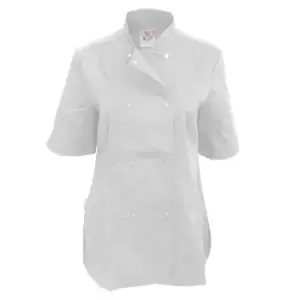 Image of Dennys Womens/Ladies Short Sleeve Fitted Chef Jacket (Pack of 2) (S) (White)