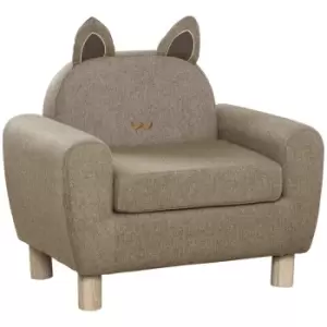 image of Homcom Kids Squirrel Sofa Armchair With Ears Eucalyptus Wood Brown