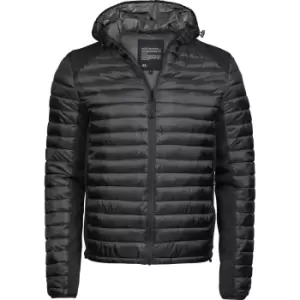 Image of Tee Jays Mens Crossover Hooded Padded Outdoor Jacket (L) (Black Melange)