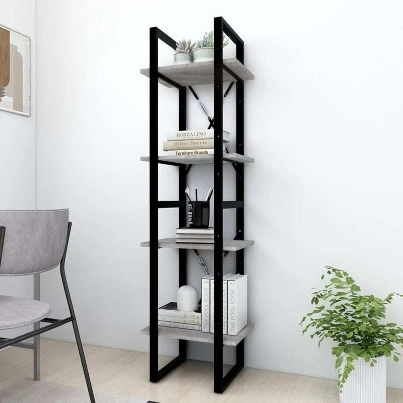 Image of Vidaxl 4-tier Book Cabinet Grey Sonoma 40X30X140 Cm Engineered Wood, Grey 821304