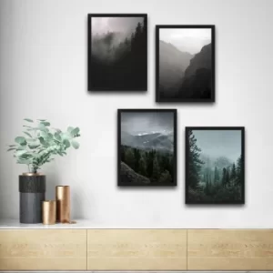 Image of The Forest Set Multicolor Decorative Framed Painting (4 Pieces)
