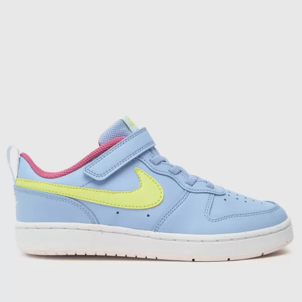 Image of Nike pale blue court borough low 2 Girls Junior Trainers