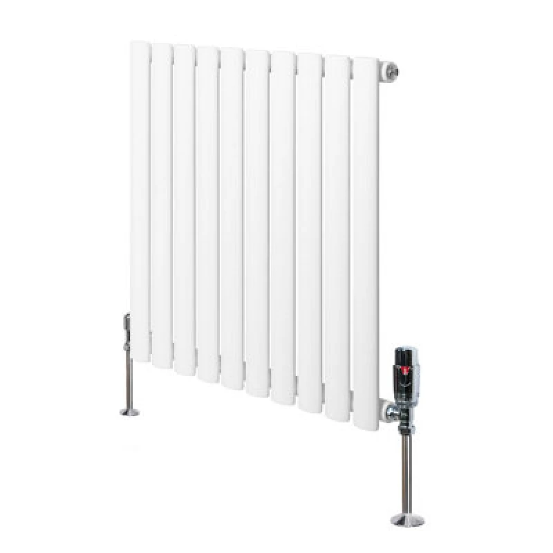 Image of Monstershop Oval Single Column Radiator & Valves - 600mm x 600mm - White White Unisex